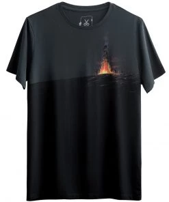 KAFT Herren BURNING TIRE T Shirt Print Raven